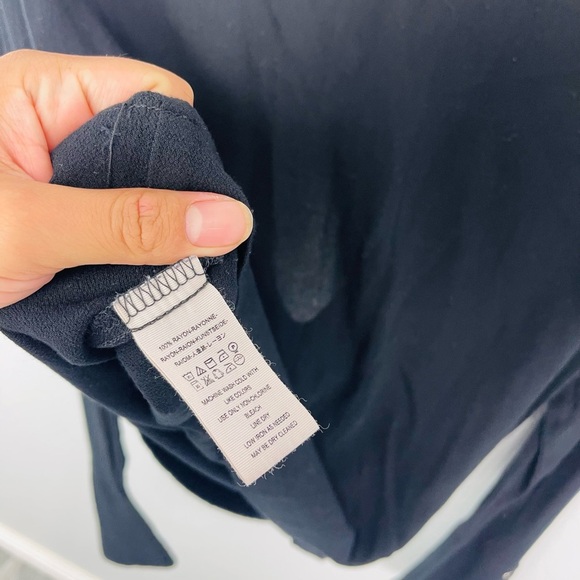 Free People Jump To The Beat Black Bell Sleeve Tie Neck Midi Top - Picture 7 of 7